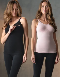 Best Seraphine Tali | Twin Pack Bamboo Maternity & Nursing Vests - Black & Blush