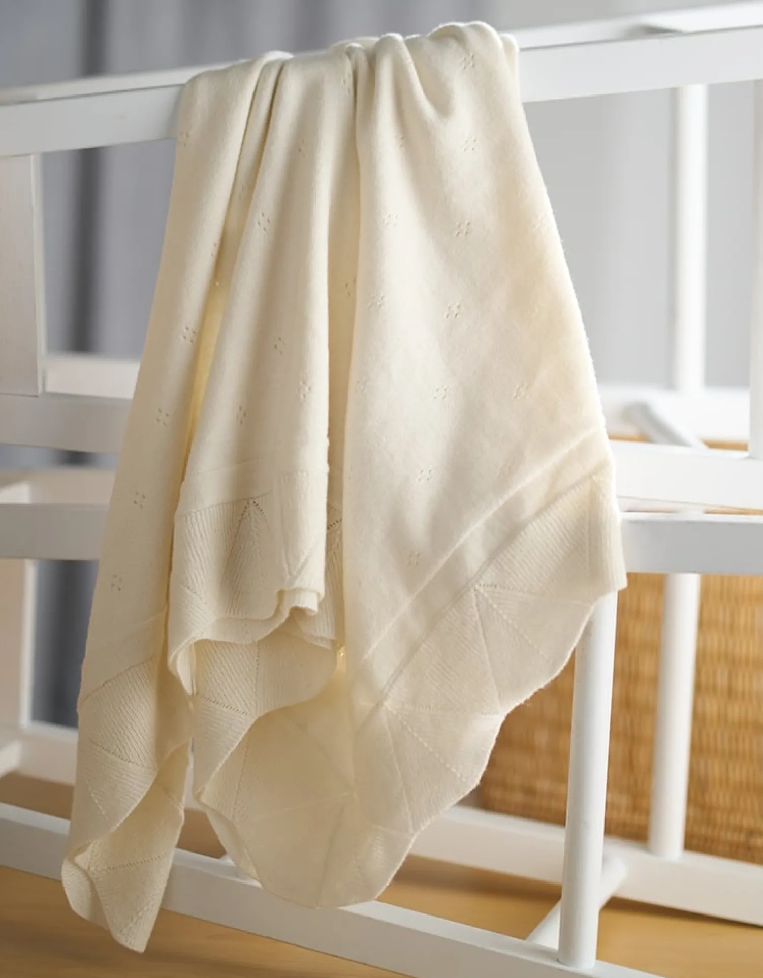 New Seraphine Toby | Ecru Cellular Baby Blanket