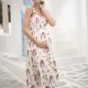 Best Seraphine Tula | White Floral Tiered Midi Maternity Dress