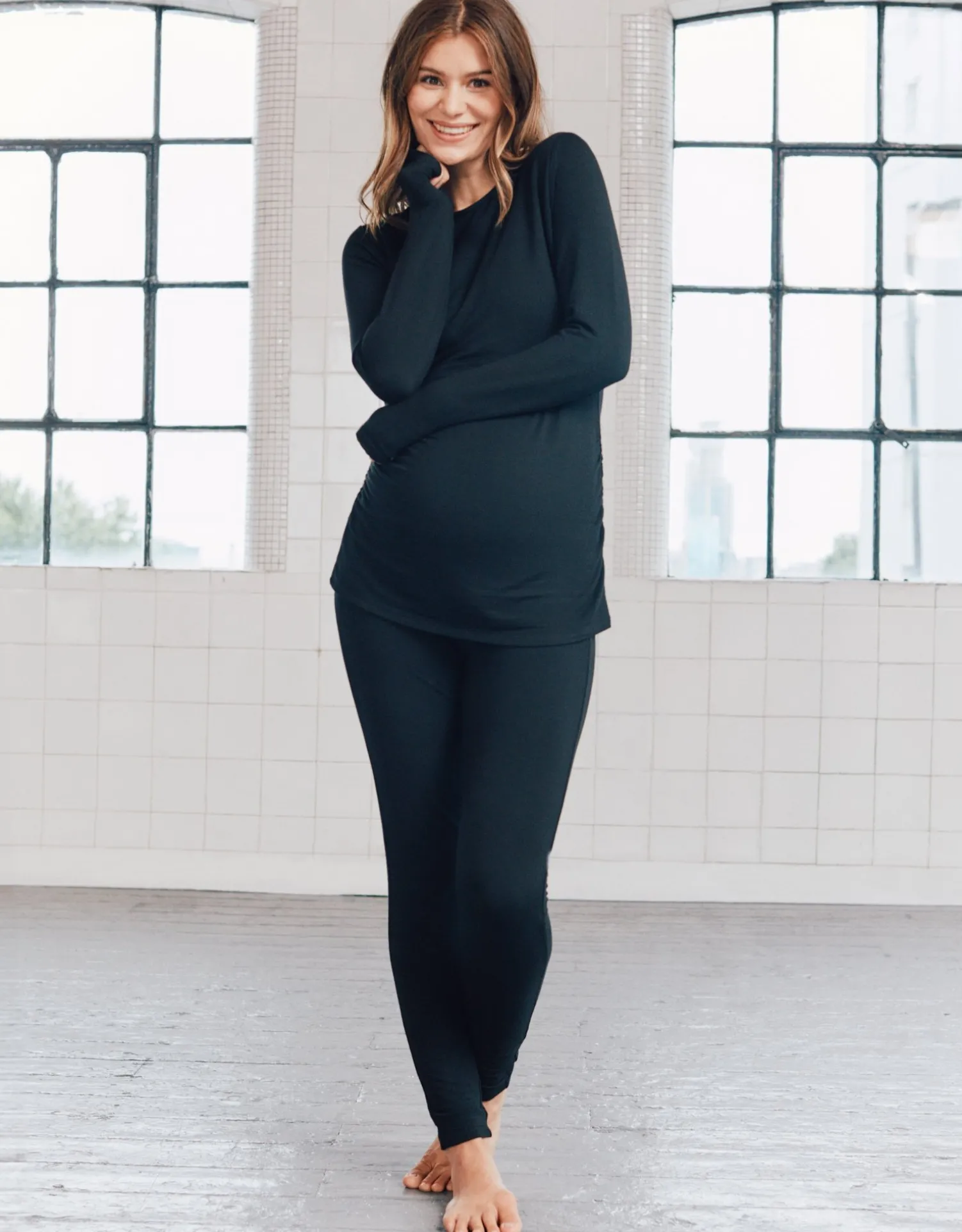Sale Seraphine Violetta | Black Thermal Maternity & Nursing Top