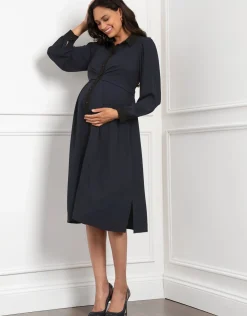 Outlet Seraphine Vivian | Pleated Waist Maternity & Nursing Shirt Dress