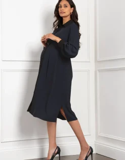 Outlet Seraphine Vivian | Pleated Waist Maternity & Nursing Shirt Dress