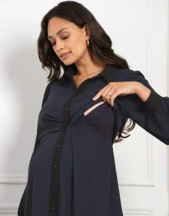 Outlet Seraphine Vivian | Pleated Waist Maternity & Nursing Shirt Dress