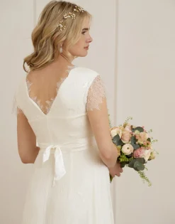 Shop Seraphine Vivienne | Long Lace V Neck Maternity Bridal Gown