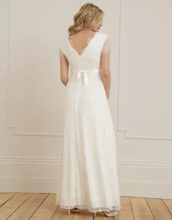 Shop Seraphine Vivienne | Long Lace V Neck Maternity Bridal Gown