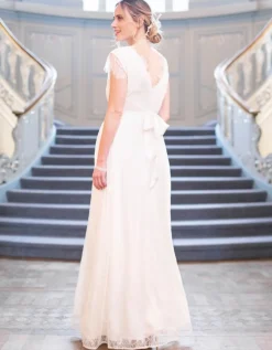 Shop Seraphine Vivienne | Long Lace V Neck Maternity Bridal Gown