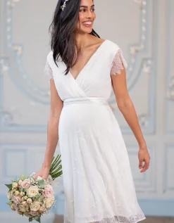 Discount Seraphine Vivienne | Short Lace V Neck Maternity Wedding Dress