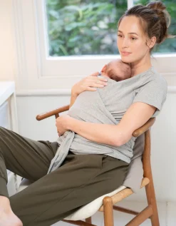 Best Seraphine Winifrid | Grey Cotton Short-Sleeve Skin to Skin Top