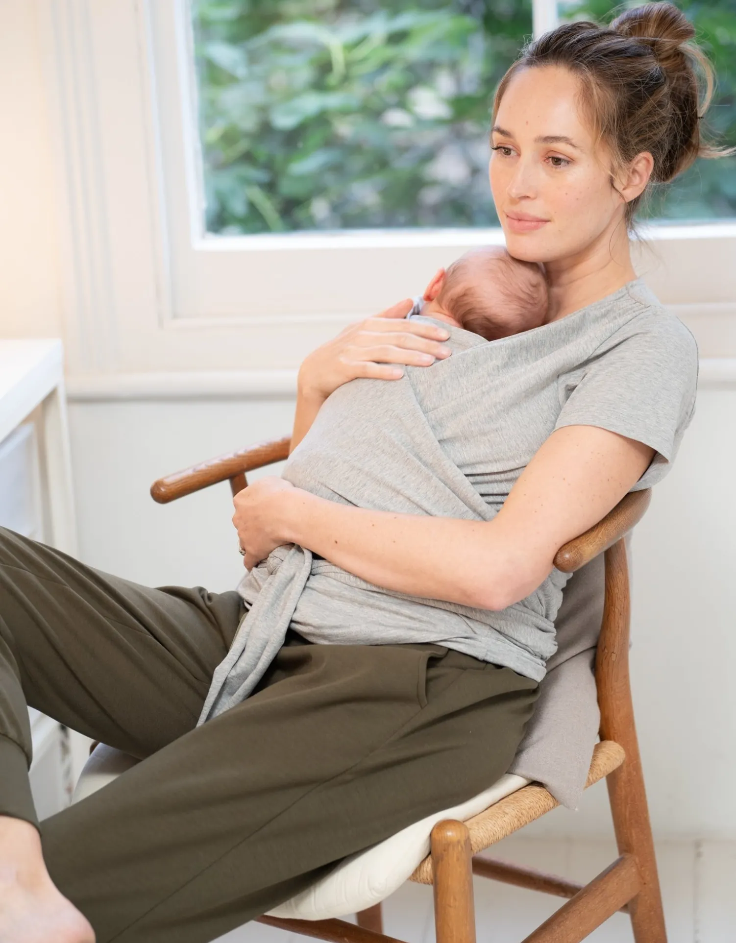 Best Seraphine Winifrid | Grey Cotton Short-Sleeve Skin to Skin Top