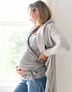Best Seraphine Winifrid | Grey Cotton u00be Sleeve Skin to Skin Top
