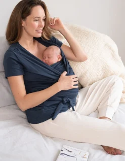 Online Seraphine Winifrid | Navy Cotton Short Sleeve Skin to Skin Top