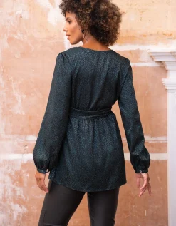 Shop Seraphine Wisteria | Green Mock Wrap Maternity & Nursing Top