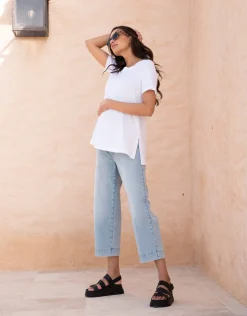 Sale Seraphine Wolfe | Organic Cropped Straight Wide Leg Maternity Jeans