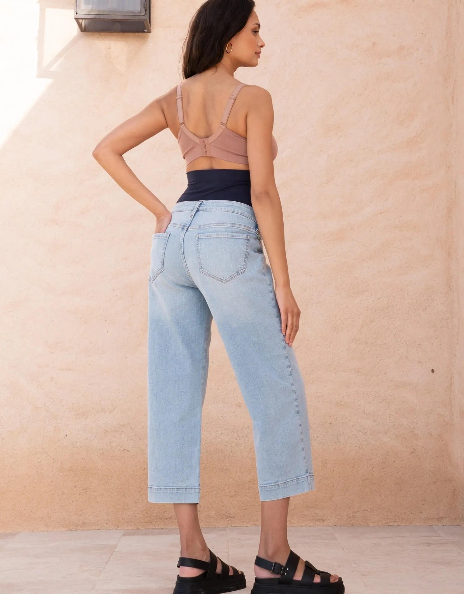 Sale Seraphine Wolfe | Organic Cropped Straight Wide Leg Maternity Jeans