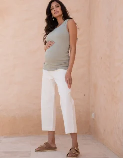 Best Seraphine Wolfe | Organic Cropped Straight Wide-Leg Maternity Jeans