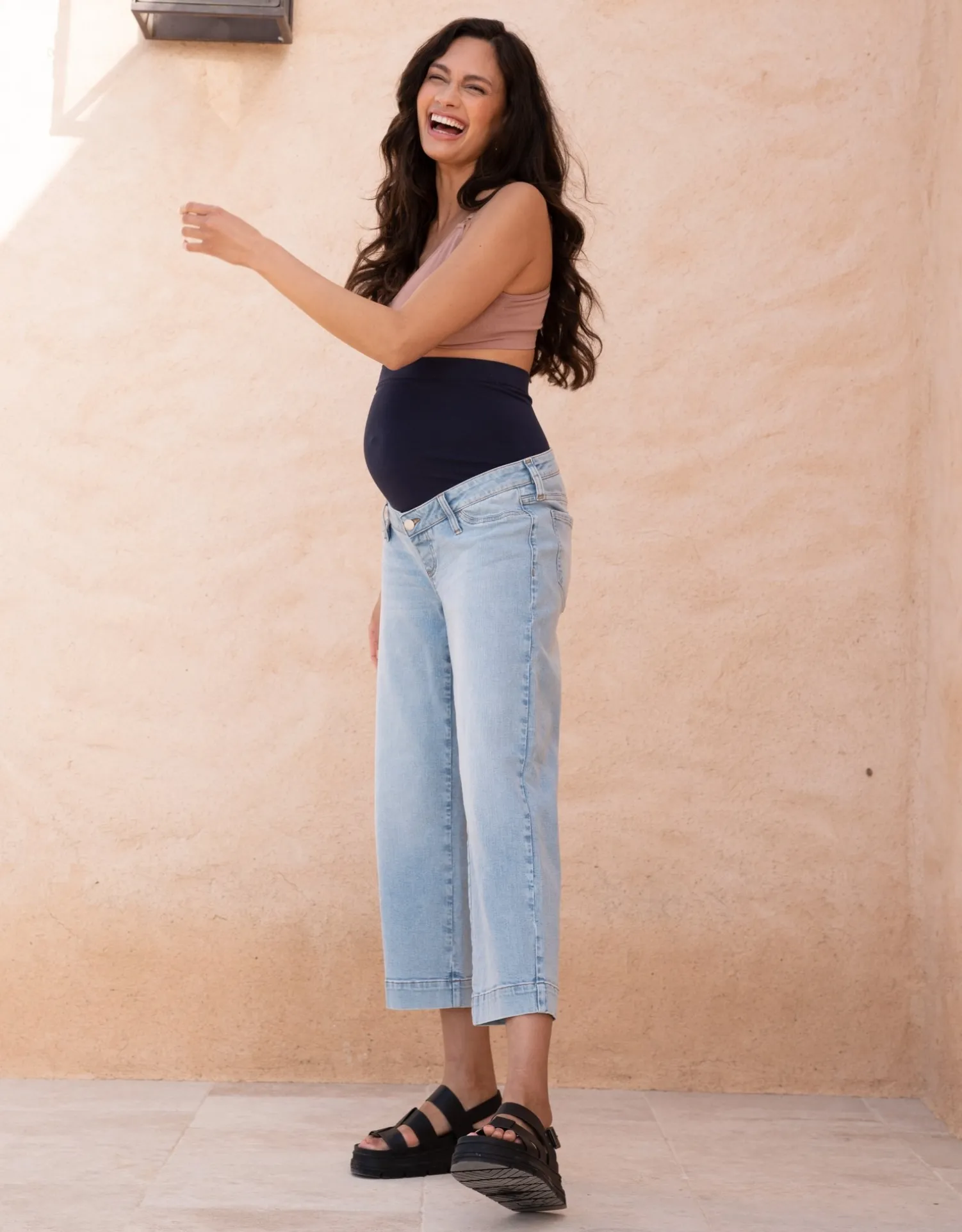Sale Seraphine Wolfe | Organic Cropped Straight Wide Leg Maternity Jeans
