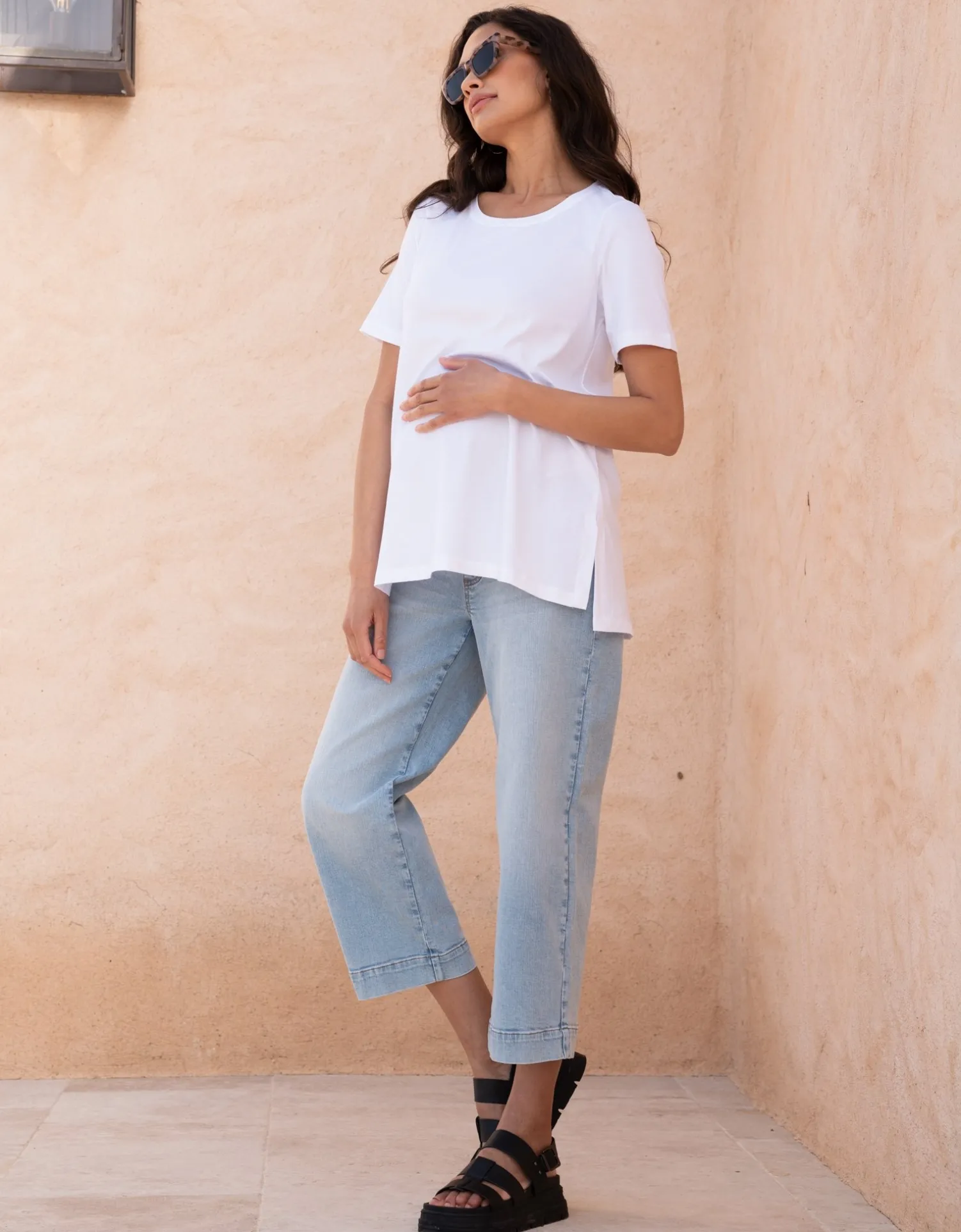Sale Seraphine Wolfe | Organic Cropped Straight Wide Leg Maternity Jeans