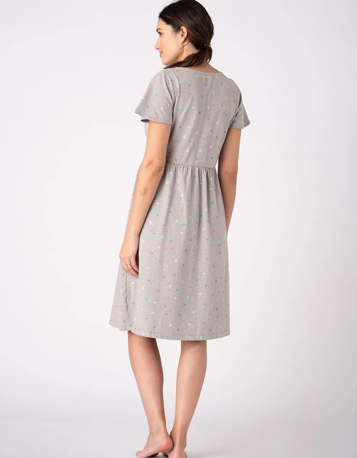 Cheap Seraphine Zoelle | Spot Print Mama & Mini Maternity to Nursing Nightdress Set u2013 Grey